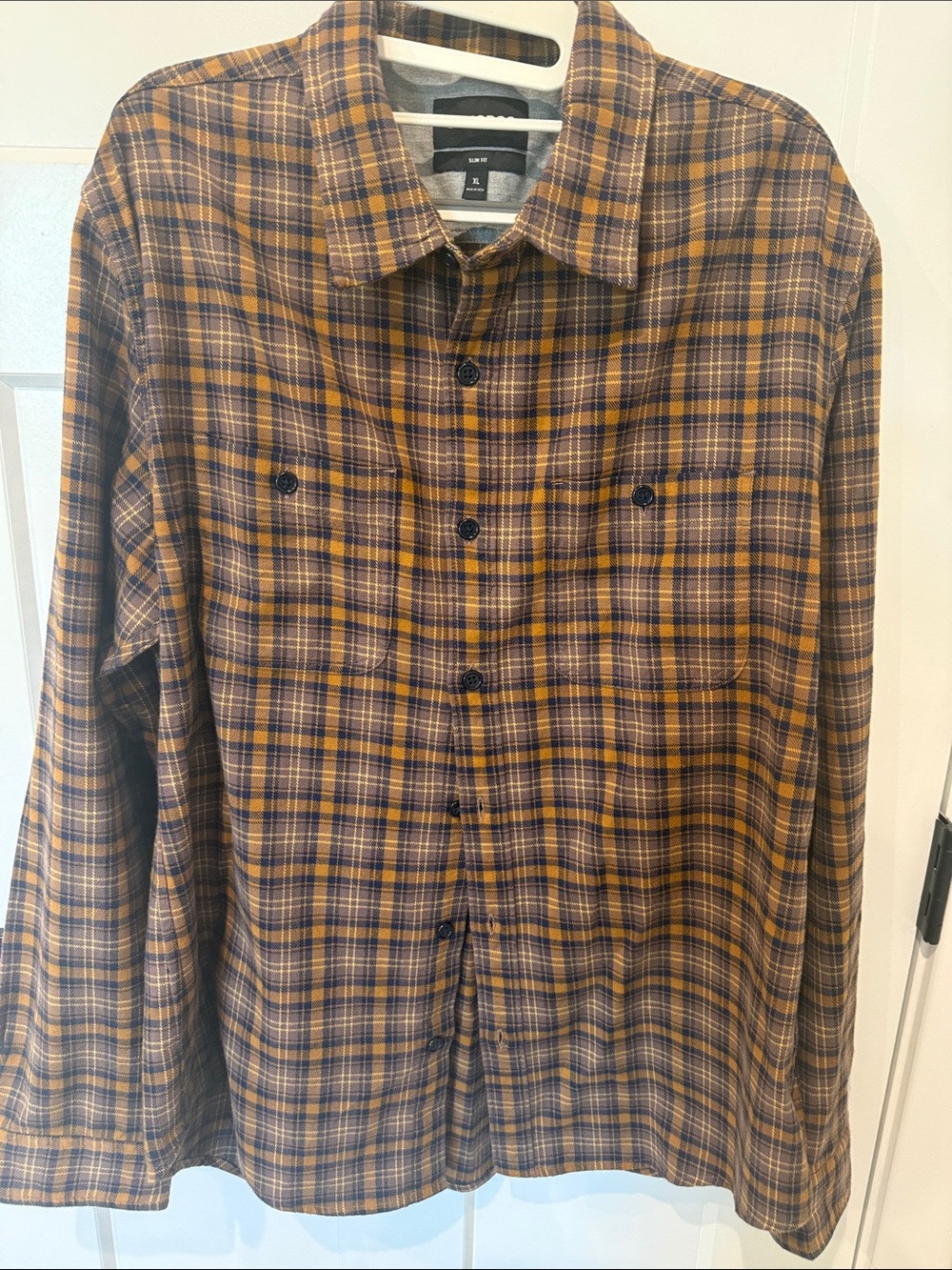 Bonobos Brown and Yellow Plaid Button-Down Shirt